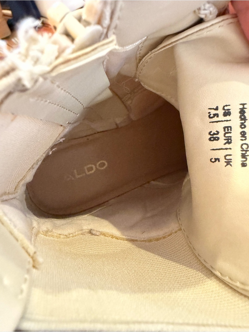 ALDO Cream Chunky Lace Up Combat Boots Size 7.5 - Picture 7 of 11